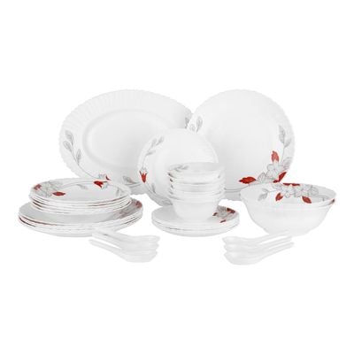 33 Pcs Opalware Dinner Set, Dc2213 | Lightweight | Chip Resistant | Dishwasher Safe | Microwave Safe | Plates, Dishes, Bowls, Spoons, Service For 6