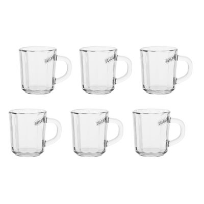 6 Pcs Glass Mug, Glassware Lead-Free, Dc2067 - Durable, Safe & Lightweight Sturdy & Creative Design, Crystal Clear Construction, Resist Breakage, Chipping & Scratching