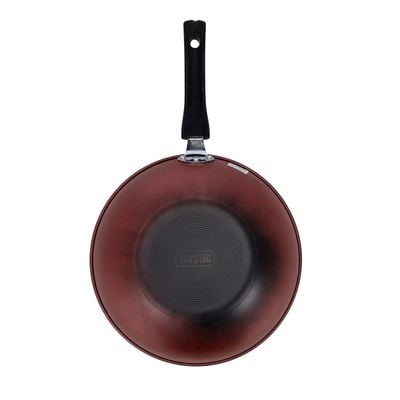 30Cm Carbon Steel Wok Pan, Dc2137 | Non-Stick Coated Interior | Bakelite Handle | Dishwasher Safe | Frying Pan For All Stoves | Flat Bottom Pan