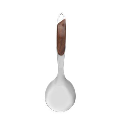 Stainless Steel Rice Spoon, Dc2145 | Wood Finish Handle | Dishwasher Safe | Elegant Design | Dinner Cutlery/Crockery Utensil | Ideal For Rice, Soup, Desserts & More