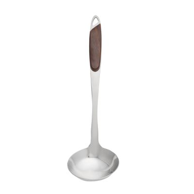 Stainless Steel Soup Ladle, Wood Finish Handle, Dc2146 | Dishwasher Safe | Elegant Design | Dinner Cutlery/Crockery Utensil | Ideal For Soup, Soup, Desserts & More