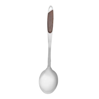 Stainless Steel Serving Spoon, Wood Finish Handle, Dc2150 | Elegant Design | Dinner Cutlery/Crockery Utensil | Marks And Stain Resistant | Ideal For Serving, Soup, Desserts & More