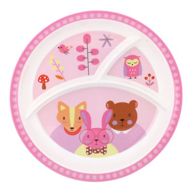 Melamine Ware 10" Baby Plate, 3 Section Plate, Dc2186 | Durable & Chip Resistant Plate For Kids, Babies, Toddlers | Cartoon Design Mealtime Plate | Dishwasher Safe