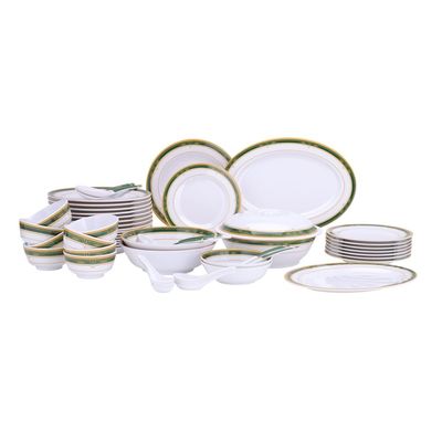 54Pcs Melamine Ware Dinner Set, Dc2107 | Lightweight | Chip Resistant | Dishwasher-Safe | Elegant Design | Superior Quality | Plates, Dishes, Bowls, Spoons, Service For 6