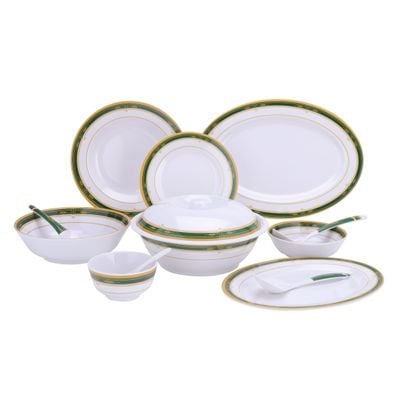 54Pcs Melamine Ware Dinner Set, Dc2107 | Lightweight | Chip Resistant | Dishwasher-Safe | Elegant Design | Superior Quality | Plates, Dishes, Bowls, Spoons, Service For 6