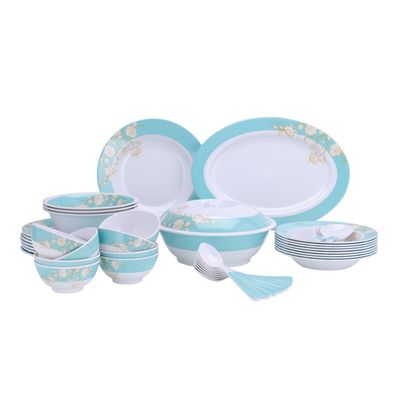 40Pcs Melamine Ware Dinner Set, Dc2111 | Lightweight | Chip Resistant | Dishwasher-Safe | Elegant Design | Superior Quality | Plates, Dishes, Bowls, Spoons, Service For 6