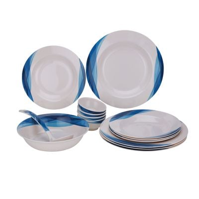 Melamine Ware Dinner Set 14Pcs, Dc2152 - Sturdy Picnic Soup Plates, Bowls, Serving Spoon For Caravan, Campervan, Kids, Adults, Elegant Design & Superior Quality, Lightweight, Dishwasher-Safe