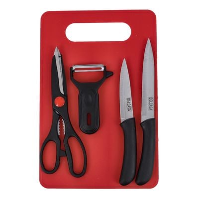 Cutting Set, 5Pcs Kitchen Gadget Set, Dc2082 | Stainless Steel & Polymer Plastic | Set Includes Vegetable Peeler, Food Scissor, Cutting Board, Knife For Kitchen, Office, & More