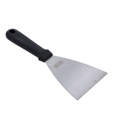 Kitchen Scraper, 4" Stainless Steel Scraper, Rf9872 | Multi-Purpose Slanted Blade Cutter With Polymer Long Handle | Food Scraper Ideal For Slice, Chop, Mince, & Scoop