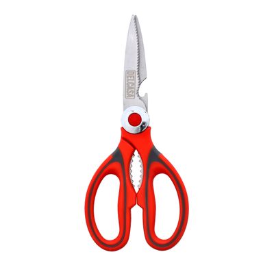 3-In-1 Kitchen Scissors With Blade Cover, Dc2355 | Strong Stainless Steel Home & Kitchen Utility Shear For Chicken, Fish, Meat, Vegetables, Herbs | Nut Cracker, Opener & Peeler