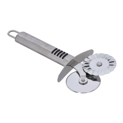 Double Stainless Steel Pizza Cutter With Trp Handle, Dc2423 | Multi-Use Pastry Slicer | Elegant Design, Hassle Free Construction | Highly Durable Food Grade Material