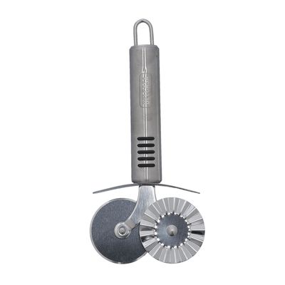 Double Stainless Steel Pizza Cutter With Trp Handle, Dc2423 | Multi-Use Pastry Slicer | Elegant Design, Hassle Free Construction | Highly Durable Food Grade Material