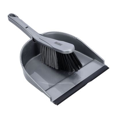 Dust Pan And Brush, Pp Material Hand Broom, Dc2411 | High Quality Synthetic Stiff Bristles | Broom Set For All Types Of Floors | Plastic Dustpan With Durable Rubber Lip