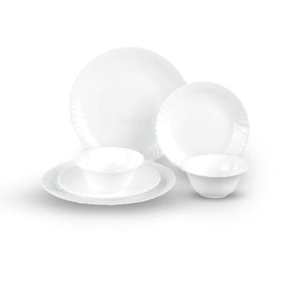 Opalware Dinner Set, 12 Pcs White Dinner Set, Dc2133 | Chip Resistant | Dishwasher Safe | Freezer Safe | Plates, Dishes, Bowls, Service For 4