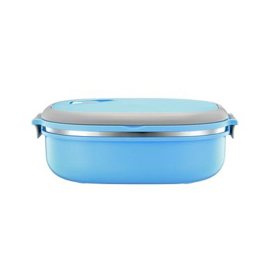 Delcasa 900 Ml Rectangular Lunch Box With Stainless Steel Inner And Vacuum Technology-Dc2340| Premium-Quality, 100% Food-Grade, Bpa-Free, Leak-Proof, Airtight Containers To Keep Food Fresh| Plastic Foam Interlayer Increases Heat Retaining Capacity| Compact, Portable Design With Stylish Handle| Blue