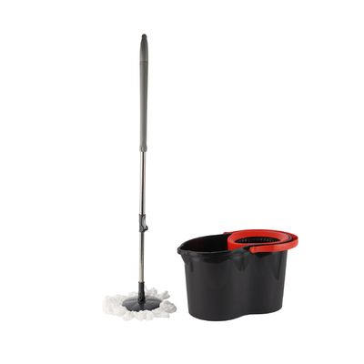 Delcasa Ergo 16 L Spin Easy Mop- Dc2668| 360-Degree Rotating Mop Plate With Adjustable Height And Micro Fiber Head| No Spill, No Shock And No Damage To The Floor| Premium-Quality Mop And Bucket With High Efficiency| Black