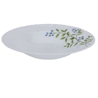 Delcasa 8" Opalware Soup Plate- Dc2822| High-Quality Food Safe Opalware With Elegant Floral Print| Microwave Safe Plate| Lightweight And Premium-Quality Dinnerware| White