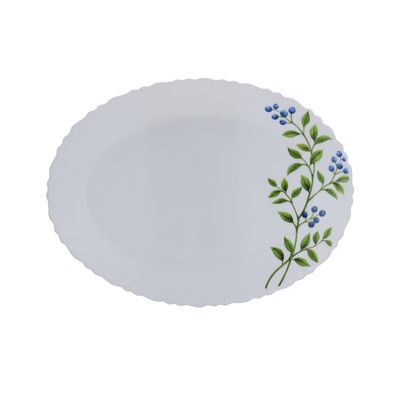 Delcasa 12.6" Opalware Oval Plate- Dc2825| High-Quality Food Safe Opalware With Elegant Floral Print| Microwave Safe Plate| Lightweight And Premium-Quality Dinnerware| White