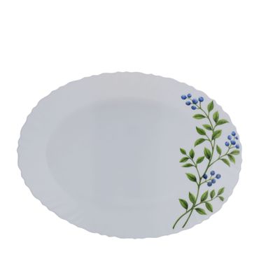 Delcasa 12.6" Opalware Oval Plate- Dc2825| High-Quality Food Safe Opalware With Elegant Floral Print| Microwave Safe Plate| Lightweight And Premium-Quality Dinnerware| White