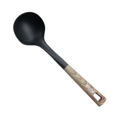 Delcasa Nylon Ladle|Dc2709|Ideal For Serving Soup| Deep Spoon With Wooden Finish Pp Handle| Perfect For Non-Stick Cookware| Elegant And Lightweight Design| Premium-Quality Ladle| Black