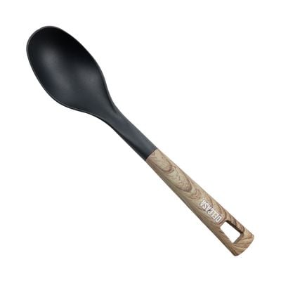 Delcasa Nylon Serving Spoon|Dc2710|Ideal For Cooking And Serving Food| Serving Spoon With Wooden Finish Pp Handle| Perfect For Non-Stick Cookware| Elegant And Lightweight Design| Premium-Quality Spoon| Black