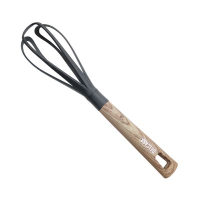 Delcasa Nylon Whisk| Dc2711| Ergonomic Grip |Manual Whisk| Nylon Head With A Pp Handle With A Wooden Finish| Used For Eggs, Sauces| Premium-Quality Whish For Kitchen Use| Light-Weight And Highly Durable| Black| One Piece