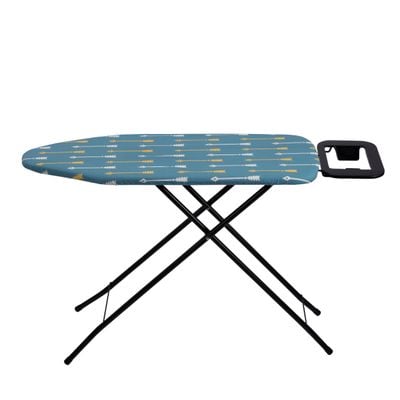 Delcasa Ironing Board- Dc2800|Iron Table With Powder Coated Carbon Steel| Cotton Cover With Mm Foam Pad| Safety Lock Mechanism, Non-Slip Legs And Iron Rest|Blue|91.5X33 Cm