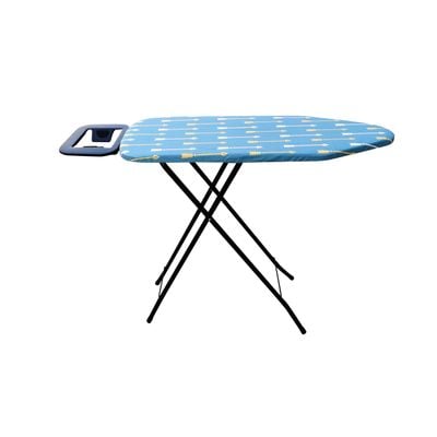 Delcasa Ironing Board- Dc2800|Iron Table With Powder Coated Carbon Steel| Cotton Cover With Mm Foam Pad| Safety Lock Mechanism, Non-Slip Legs And Iron Rest|Blue|91.5X33 Cm