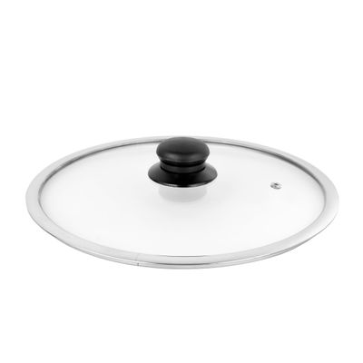 Delcasa 28 Cm Tempered Glass Lid With Bakelite Knob- Dc2470| 3.8 Mm Thickness With Stainless Steel Wide Range Frame| Dishwasher Safe| Perfect For Casserole, Kadai, Pots And Pans| One