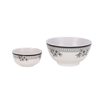 Delcasa 35 Piece Floral Beast Melamineware Dinner Set- Dc2461| Includes Oval Plates, Deep Plates, Flat Plates, Soup Bowls, Round Bowls, Soup Spoons And Rice Spoons| Top-Rack Dishwasher-Safe And Light-Weight| Eco-Friendly And Food-Grade| White And Green