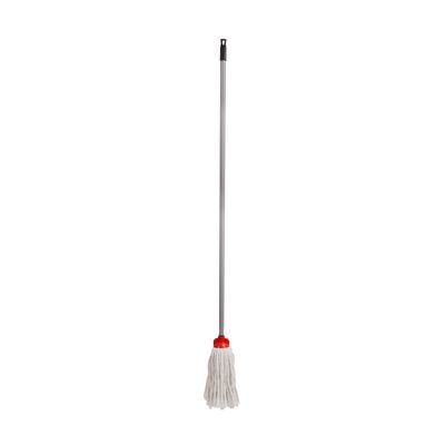 Delcasa Floor Mop With Metal Stick- Dc2877| For Wet Cleaning, Suitable For All Floor Types: Glass, Marble, Granite, Tile, Wood| Premium-Quality, High Water Absorbency, Fast Dehydration| White And Red