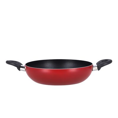 Delcasa 24 Cm Aluminum Wok Pan With Nonstick Coating- Dc2901|Stylish Design With Flat Base And Bakelite Handles, Easy Food Release And Cleanup| Perfect For Deep And Shallow Frying, Dishwasher Safe And Induction Compatible| Red