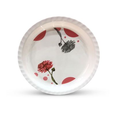 Delcasa Melamineware 16" Dinner Plate- Dc2927| Premium-Quality, Light-Weight And Food-Grade White Round Plate With Elegant Floral Design | Strong And Sturdy Construction, Multipurpose| White