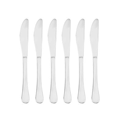 Delcasa 6-Piece Stainless Steel Table Knife- Dc2866| 22 Cm, Stylish And Light-Weight| 100% Food-Grade, Suitable For Dining Table, Home And Restaurant| Perfect To Cut Prepared And Cooked Food And Dishwasher-Safe| Silver