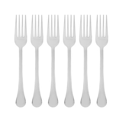 Delcasa 6-Piece Stainless Steel Table Fork- Dc2919| 19.5 Cm, Stylish And Light-Weight, 100% Food-Grade| Suitable For Dining Table, Home And Restaurant| Ideal For Pasta, Rice Dishes, Meat Or Vegetables, Dishwasher-Safe| Silver