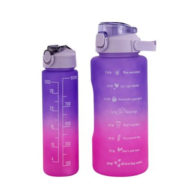 Delcasa Plastic Water Bottle- Dc2990| Pack Of 2, 2.0 L & 900 Ml, Plastic Bottle With Volume Tracker And Push Button Mechanism| Suitable For School, Office And Gym| Leak-Proof And Eco-Friendly| Food-Grade And Elegant Design| Blue