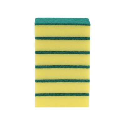 Delcasa Sponge Scrubber- Dc2997| Pack Of 6, Scrub Pads For Kitchen, Sink And Bathroom Use| Essential, Multipurpose And Quick Cleaning Supplies| 2 In 1 Cleaning Pad, Premium-Quality And Ideal For Dish Wash Liquid| Green And Yellow