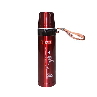 Delcasa 750 Ml Stainless Steel Vaccum Bottle-Dc3108/ High-Quality Construction Preserve The Flavour And Freshness, Un-Breakable / Non-Toxic, Leak Proof, And Light-Weight Make It Easy To Carry  / With Non-Slip Bottom, Maroon Color