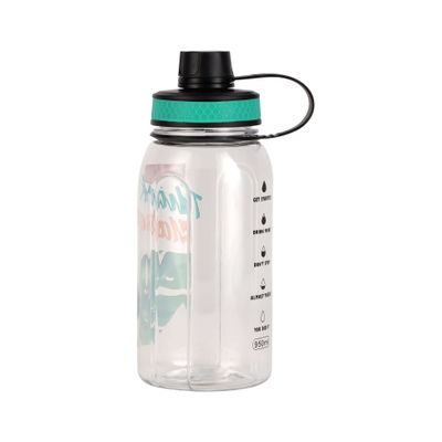 Delcasa 950 Ml Water Bottle- Dc3110| Transparent Plastic Bottle With Lid And Secure Lock| Water Bottle For School, Office And Gym| Leak-Proof And Eco-Friendly| Food-Grade And Elegant Design| Tropical Design