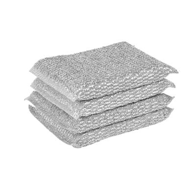 Delcasa Scouring Scrubber- Dc3028| Premium Quality Polyester Sponge, Multipurpose  And Heavy-Duty Scrub Pad For Cleaning Utensils With Scratching| Perfect For Kitchen Use| Pack Of 4, Silver