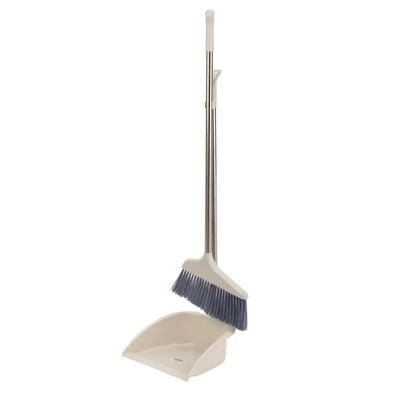 Delcasa Dustpan And Broom With A Long Handle-Dc3119| Large And Wide Brush Head Durable Dense Bristles With Handle And Comfortable Grip| Multi-Purpose Cleaning Tool Perfect For Home, Kitchen, Office, Hospital Use| Highly Durable, Light-Weight And Elegant Design| Blue