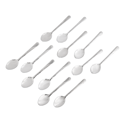 Delcasa 12-Piece Table Spoon- Dc3143/ Stylish, Light-Weight And 100% Food-Grade/ Stainless Steel Construction, For Preparing And Serving Food, Suitable For Dining Table, Home And Restaurant/ Dishwasher-Safe And Non-Magnetic/ Silver 