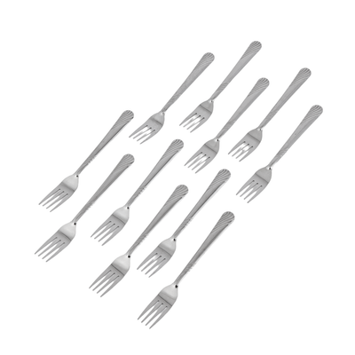 Delcasa 12-Piece Table Fork- Dc3144/ Stylish And Light-Weight, 100% Food-Grade, Stainless Steel Construction/ Suitable For Dining Table, Home And Restaurant/ Ideal For Pasta, Rice Dishes, Meat, Vegetables, Dishwasher-Safe/ Silver 