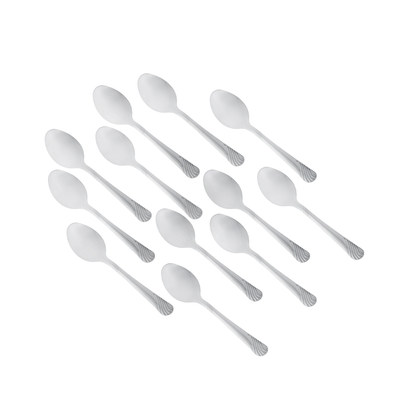 Delcasa Tea Spoon- Dc3145/ Pack Of 12, Stylish Finish, Light-Weight And 100% Food-Grade, Stainless Steel Construction/ Suitable For Dining Table, Home And Restaurant/ Dishwasher-Safe And Easy To Maintain/ Silver 