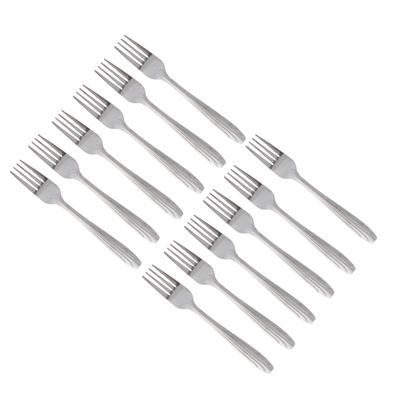 Delcasa 12-Piece Table Fork- Dc3147/ Stylish And Light-Weight, 100% Food-Grade, Stainless Steel Construction/ Suitable For Dining Table, Home And Restaurant/ Ideal For Pasta, Rice Dishes, Meat, Vegetables, Dishwasher-Safe/ Silver 