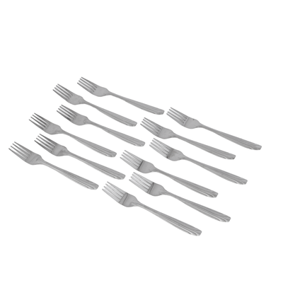 Delcasa 12-Piece Table Fork- Dc3147/ Stylish And Light-Weight, 100% Food-Grade, Stainless Steel Construction/ Suitable For Dining Table, Home And Restaurant/ Ideal For Pasta, Rice Dishes, Meat, Vegetables, Dishwasher-Safe/ Silver 