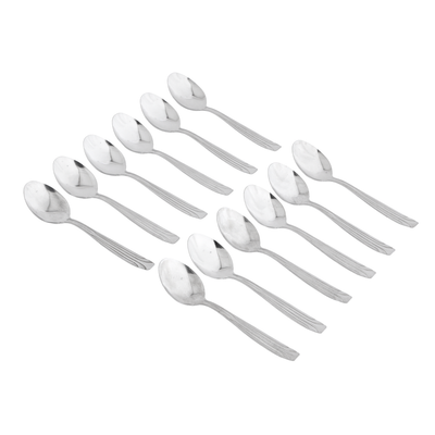 Delcasa Tea Spoon- Dc3148/ Pack Of 12, Stylish Finish, Light-Weight And 100% Food-Grade, Stainless Steel Construction/ Suitable For Dining Table, Home And Restaurant/ Dishwasher-Safe And Easy To Maintain/ Silver 