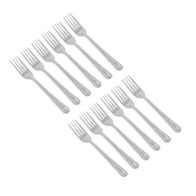 Delcasa 12-Piece Table Fork- Dc3150/ Stylish And Light-Weight, 100% Food-Grade, Stainless Steel Construction/ Suitable For Dining Table, Home And Restaurant/ Ideal For Pasta, Rice Dishes, Meat, Vegetables, Dishwasher-Safe/ Silver 