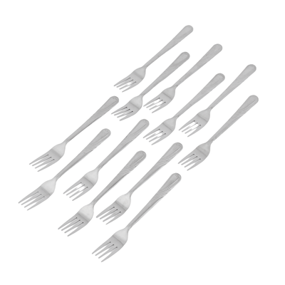 Delcasa 12-Piece Table Fork- Dc3150/ Stylish And Light-Weight, 100% Food-Grade, Stainless Steel Construction/ Suitable For Dining Table, Home And Restaurant/ Ideal For Pasta, Rice Dishes, Meat, Vegetables, Dishwasher-Safe/ Silver 