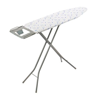 Delcasa Mesh Top Ironing Board- Dc3089/ Heat Resistant Cotton Cover With Foam Pads And Adjustable Height Mechanism To 4 Positions/ Foldable And Easy To Store/ Non-Slip Legs, Iron Rest And Safety Lock Mechanism/ 34X110 Cm/ Blue And White